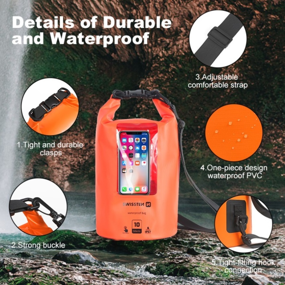 Vodotesné púzdro Swissten Waterproof 10L - oranžové