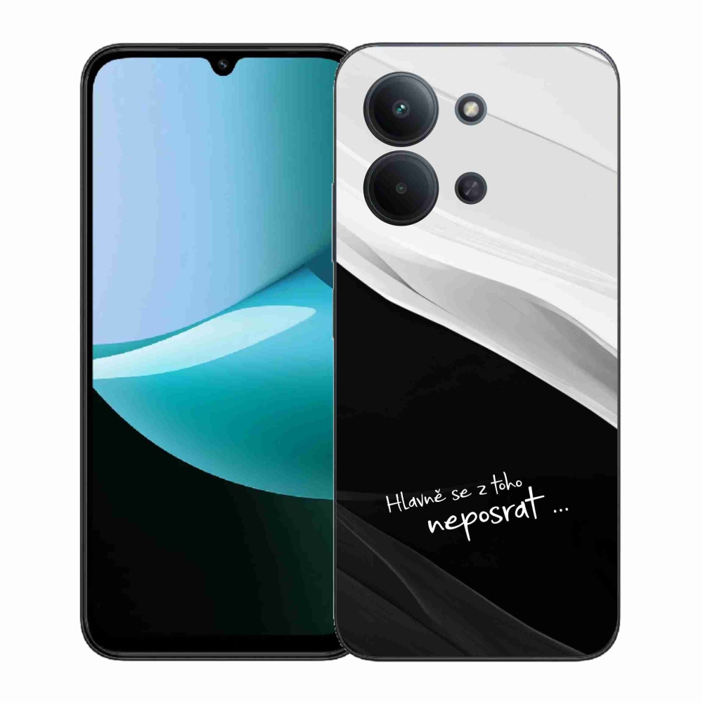 Gélový kryt mmCase na Xiaomi Redmi 15C 4G (171mm)/Poco C85 4G (171mm) - vtipný text 13 čiernobiele pozadie
