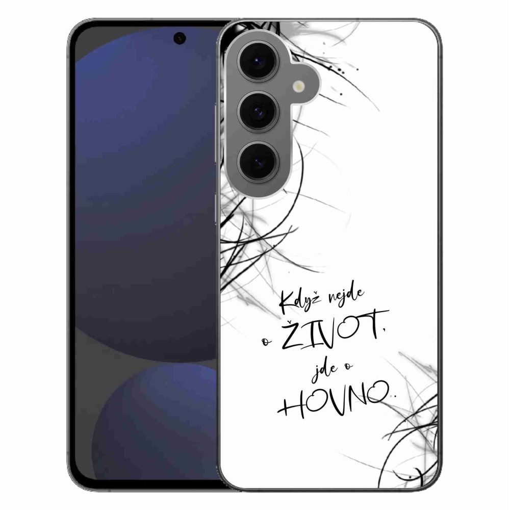 Gélový kryt mmCase na Samsung Galaxy S24 FE - vtipný text 16 biele pozadie
