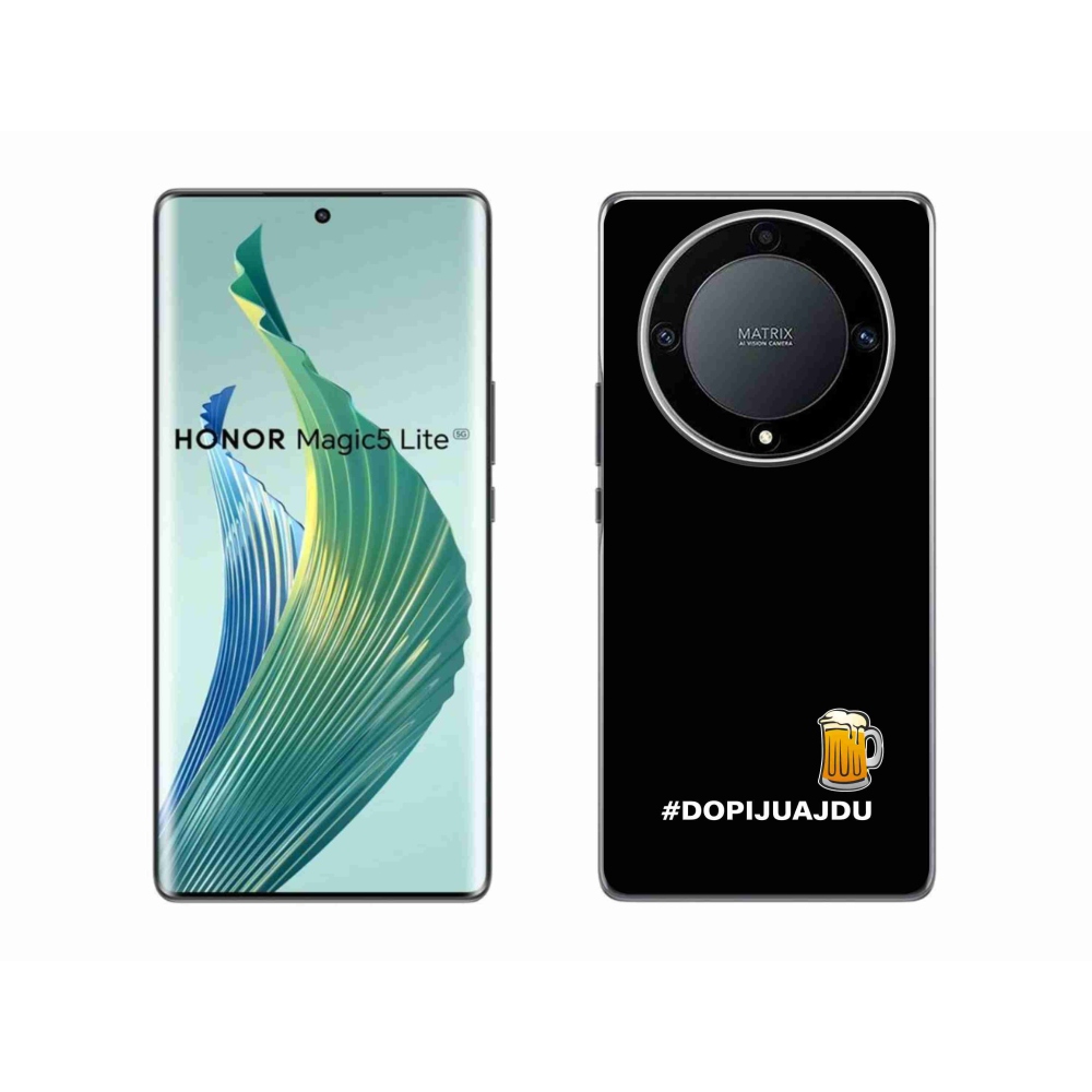 Gélový kryt mmCase na Honor Magic 5 Lite 5G - pivný motív 1 čierne pozadie