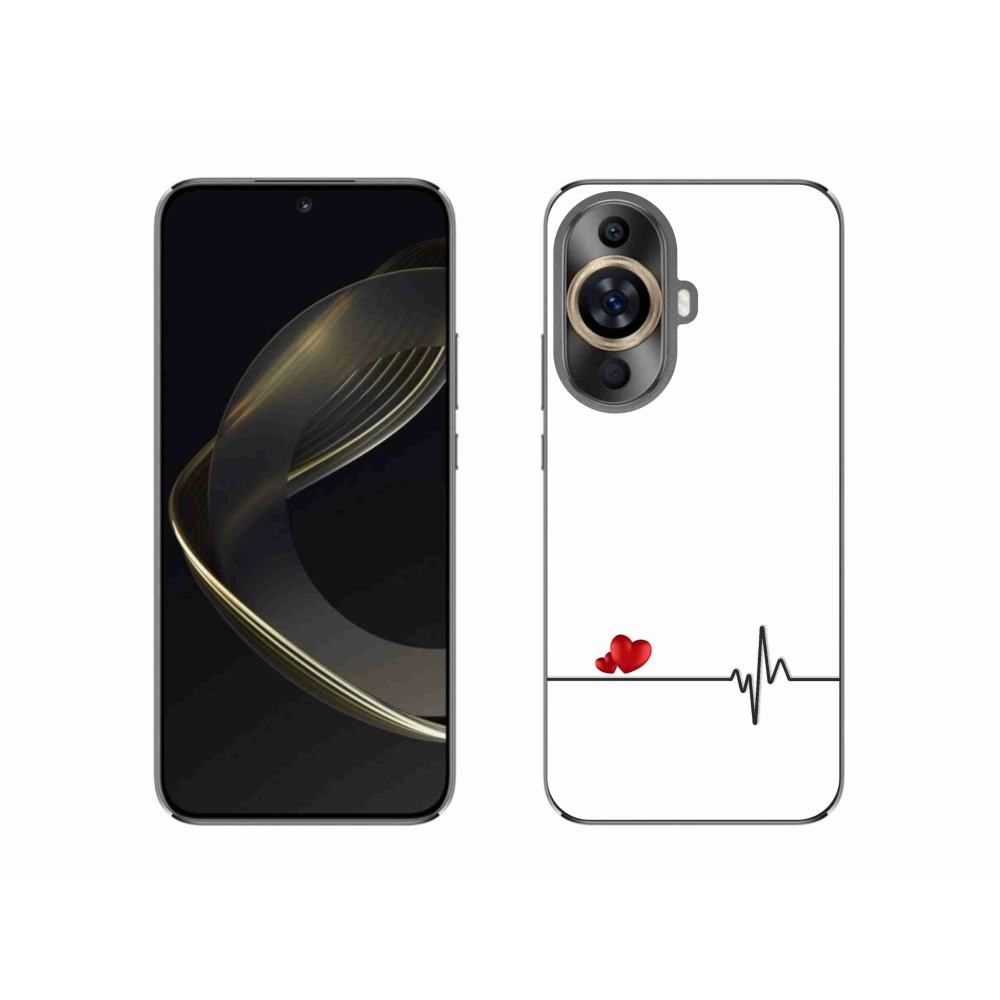 Gélový kryt mmCase na Huawei Nova 11 - srdce a tep biele pozadie
