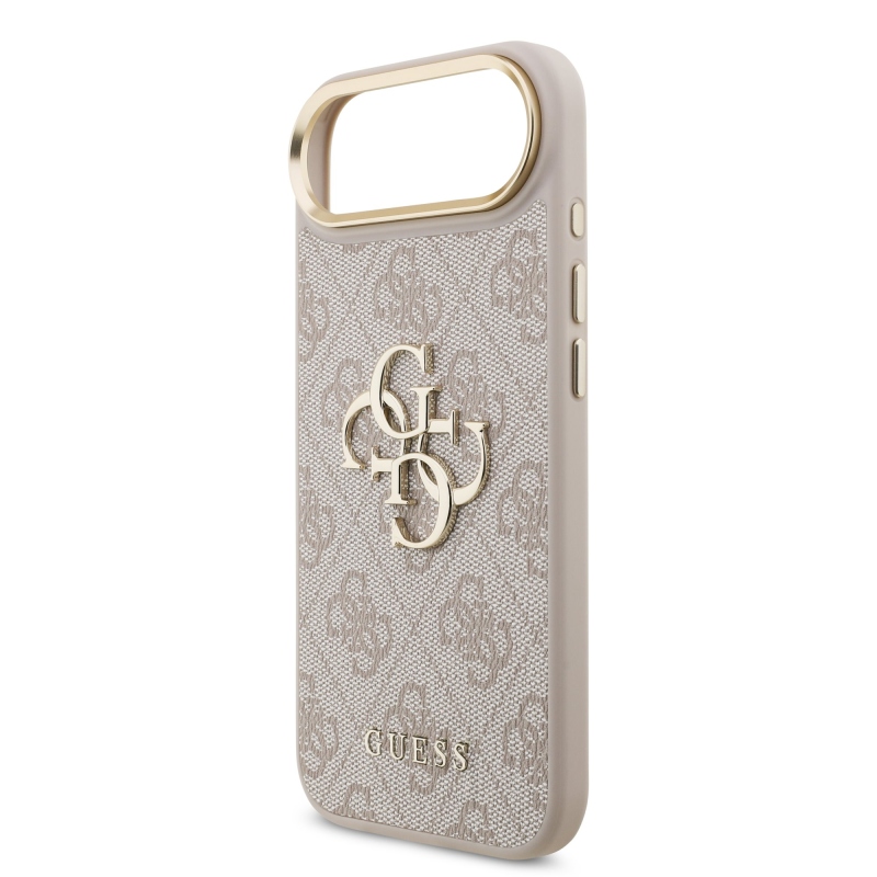Guess PU kožený 4G kovové logo Gold Frame zadný kryt pre iPhone Air Pink