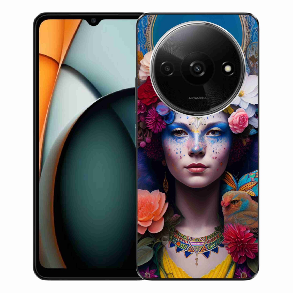 Gélový kryt mmCase na Xiaomi Redmi A3 - žena s kvetinami