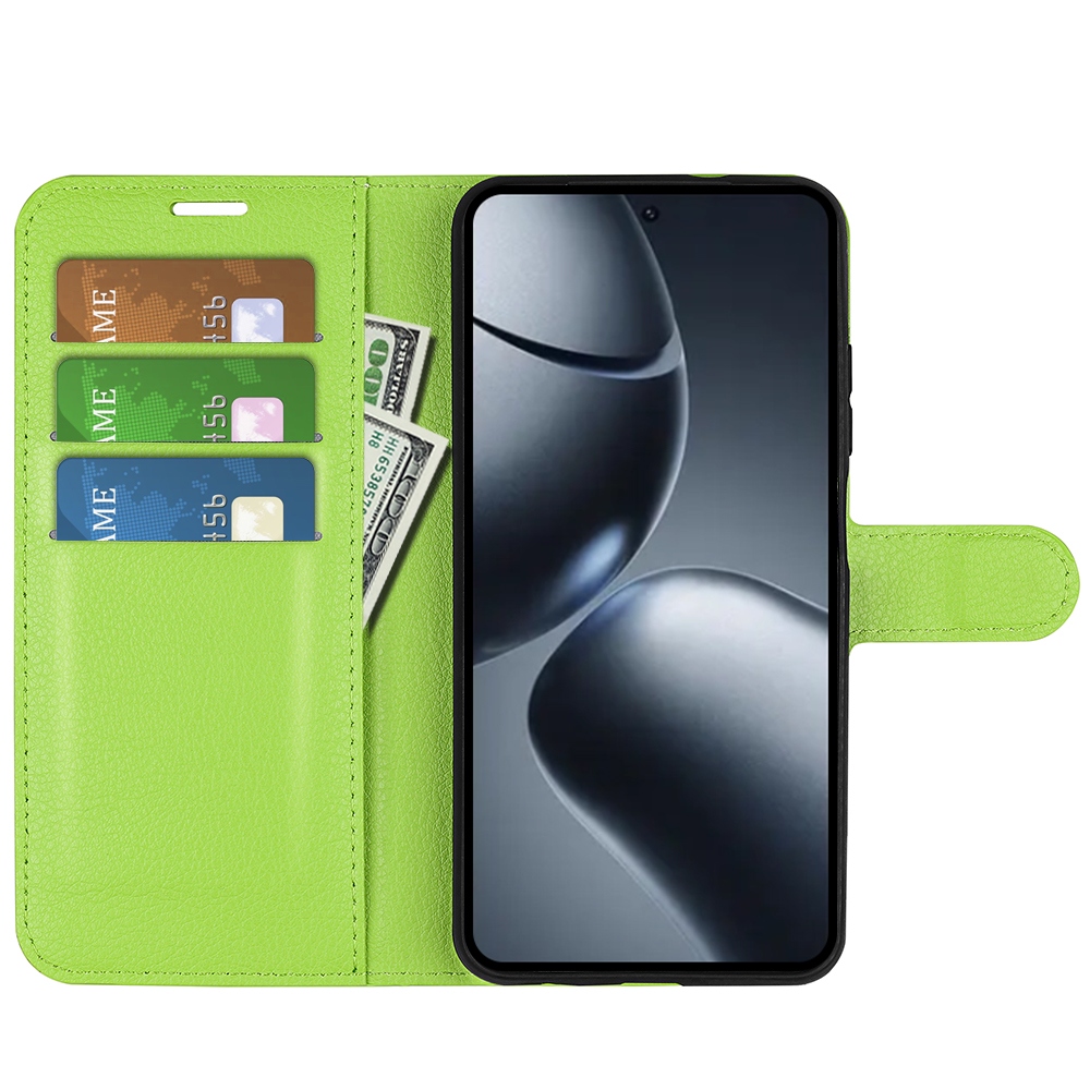 Litchi knižkové púzdro na Xiaomi 15T Pro - zelené