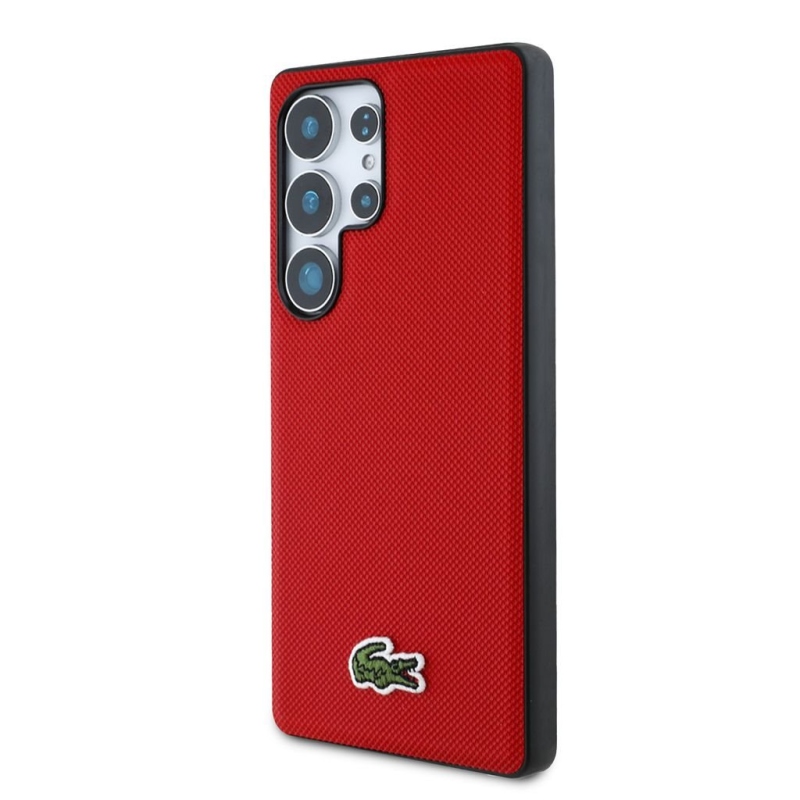 Lacoste Iconic Petit Pique Woven Logo MagSafe zadný kryt pre Samsung Galaxy S25 Ultra – červený
