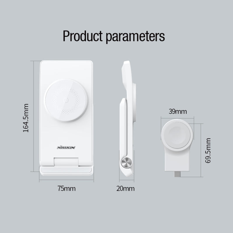 Nillkin PowerTrio 3v1 Bezdrôtová Nabíjačka MagSafe pre Apple Watch White (MFI)