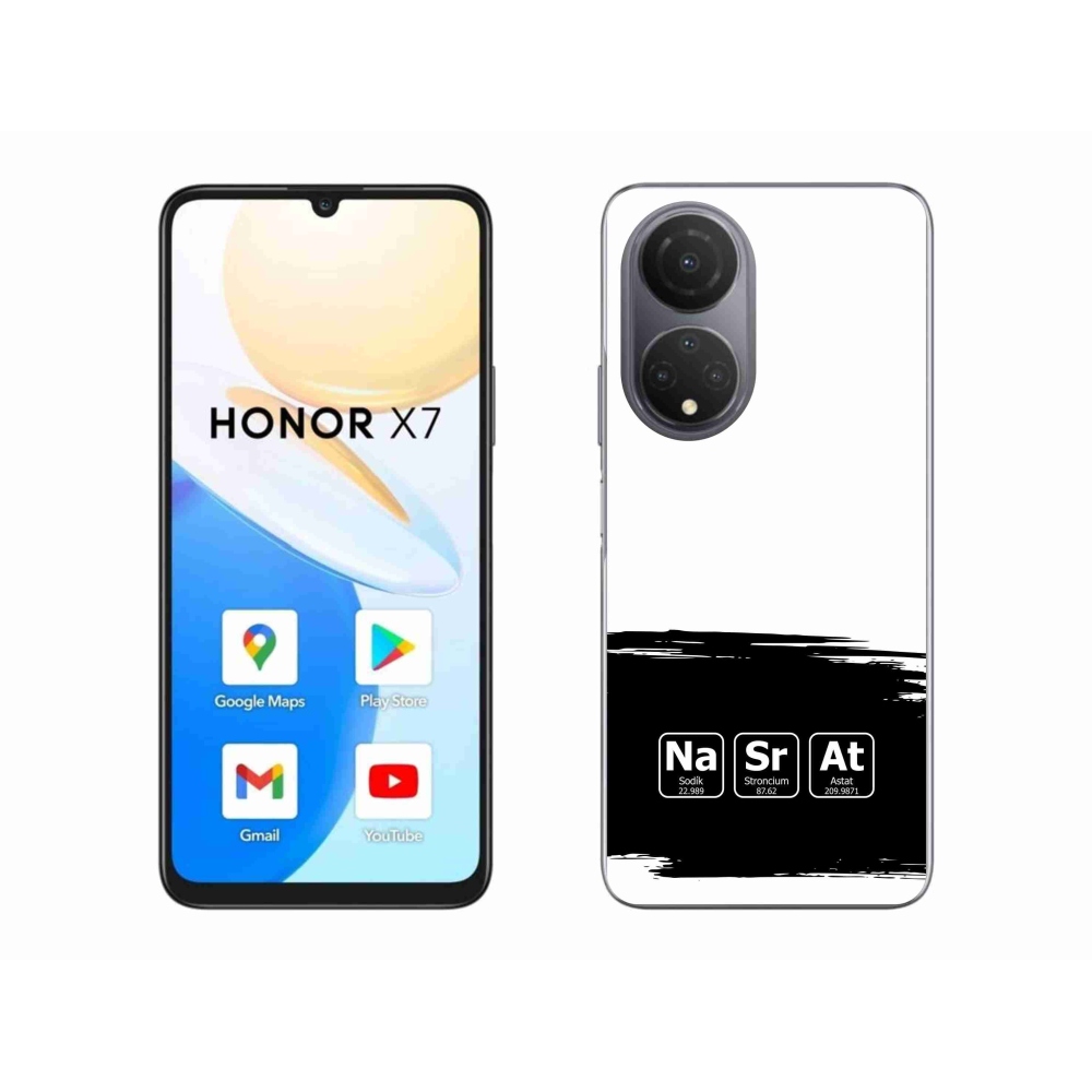 Gélový kryt mmCase na Honor X7 - chemické prvky čiernobiele pozadie