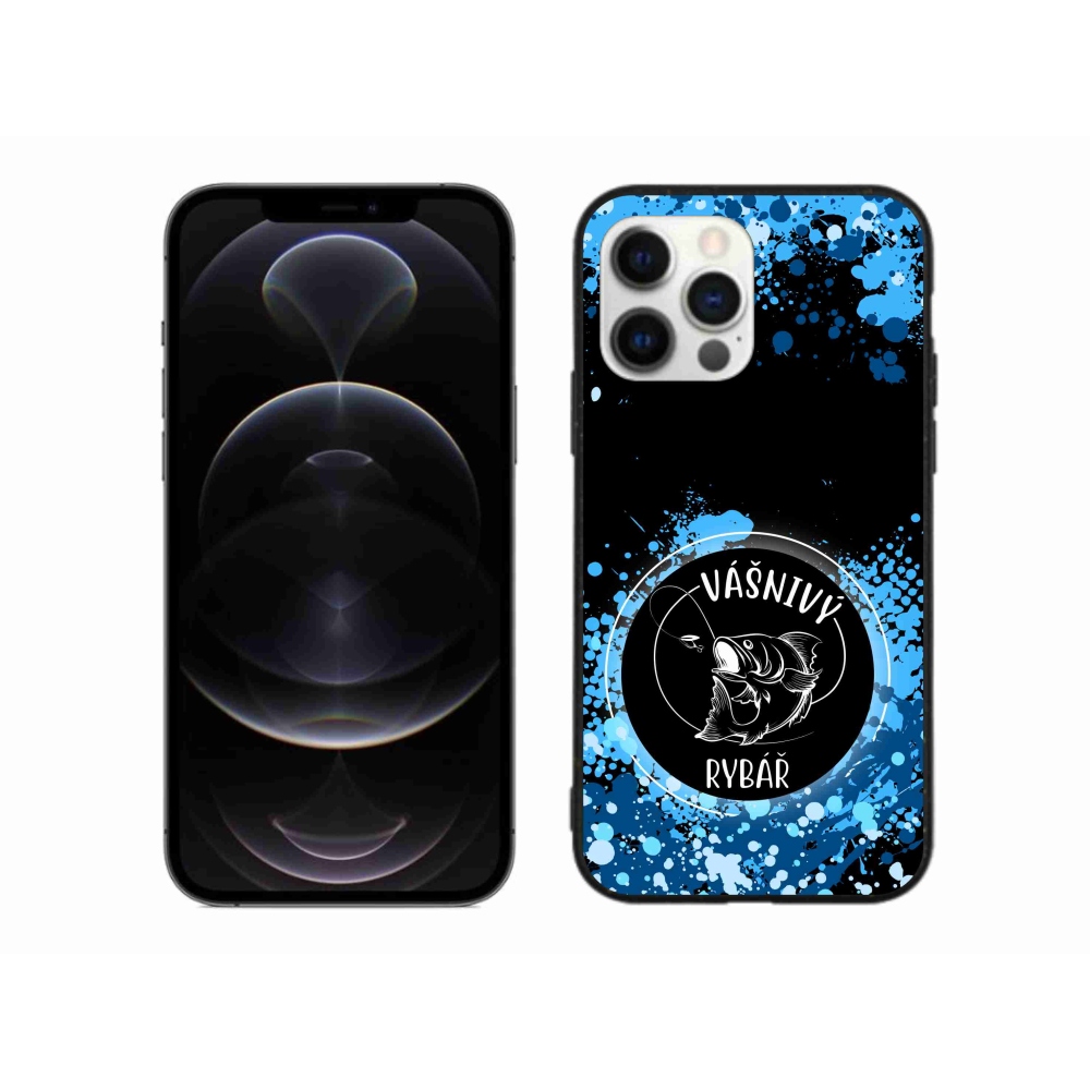 Gélový kryt mmCase na iPhone 12 Pro Max - vášnivý rybár čierne pozadie