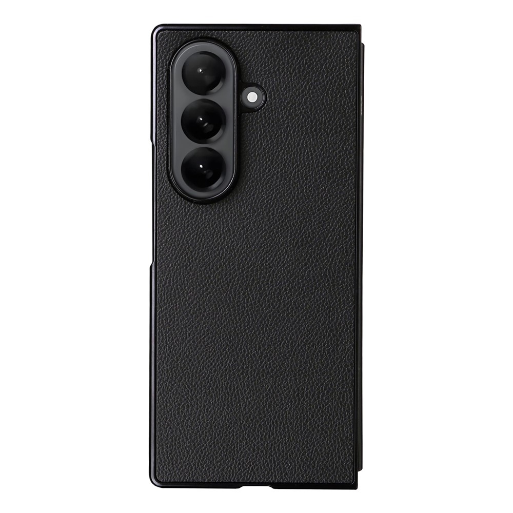 Leather plastový obal potiahnutý umelou kožou na Samsung Galaxy Z Fold7 5G - čierny