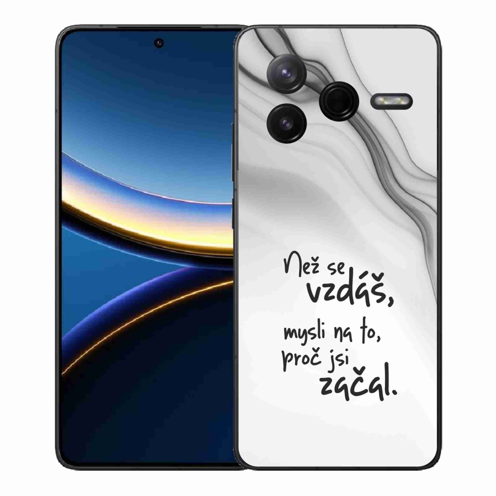 Gélový kryt mmCase na Xiaomi Poco F7 Pro - citát 2 biele pozadie