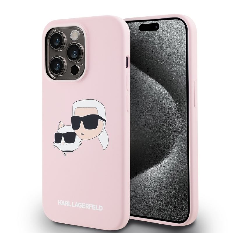 Karl Lagerfeld Liquid Silicone Double Heads Magsafe Zadný Kryt pre iPhone 14 Pro Max Pink