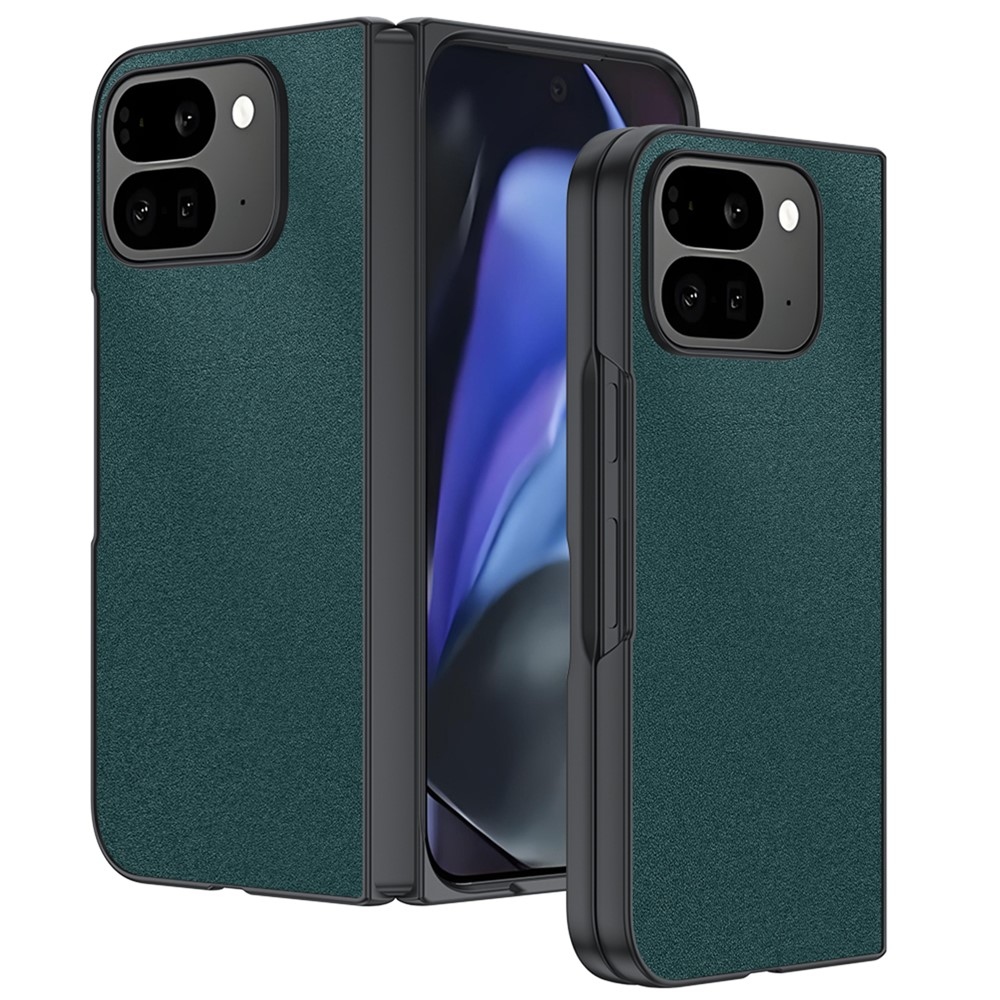 Leather plastový obal potiahnutý umelou kožou na Google Pixel 10 Pro Fold - zelený