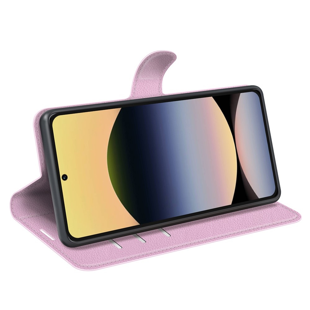 Litchi knižkové puzdro na Xiaomi Redmi Note 14S - ružové