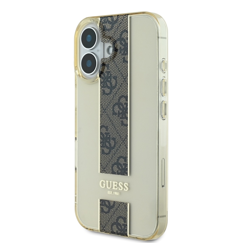 Guess IML Middle 4G Stripe Zadný Kryt pre iPhone 16 Brown