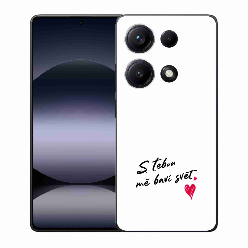 Gélový kryt mmCase na Xiaomi Redmi Note 14S - zamilovaný text 1 biele pozadie