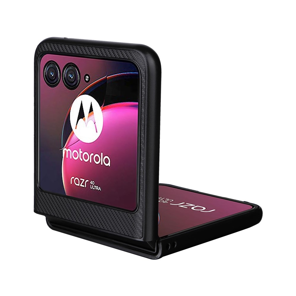 Textúry plastový kryt s umelou kožou na Motorola Razr 40 Ultra 5G - čierny