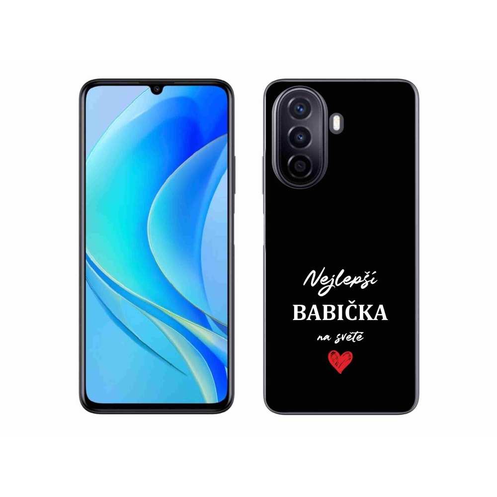 Gélový kryt mmCase na Huawei Nova Y70 - najlepšia babička 1 čierne pozadie