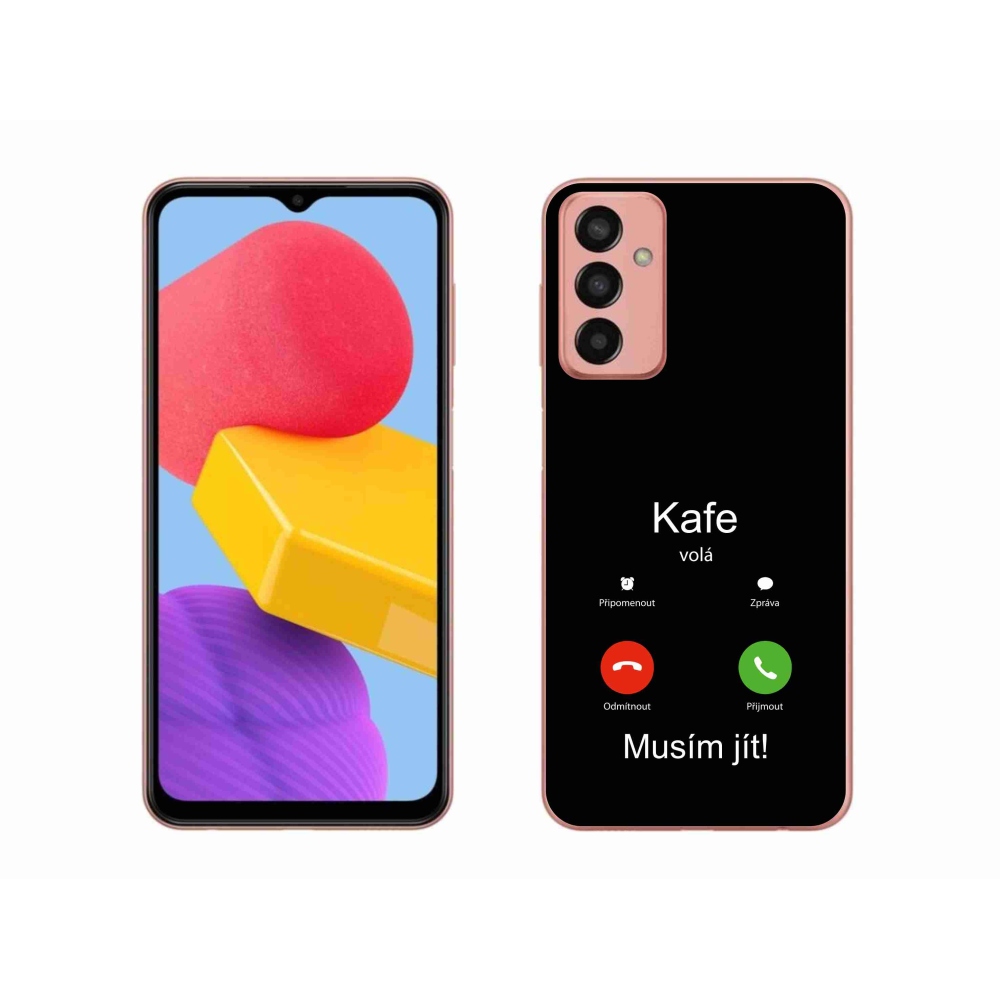 Gélový kryt mmCase na Samsung Galaxy M13 - káva volá čierne pozadie