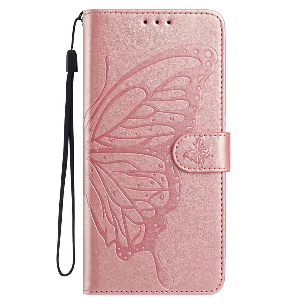 Floral Butterfly knižkové puzdro na Xiaomi Redmi A5 (171.7x77.8x8.3mm) - ružovozlaté
