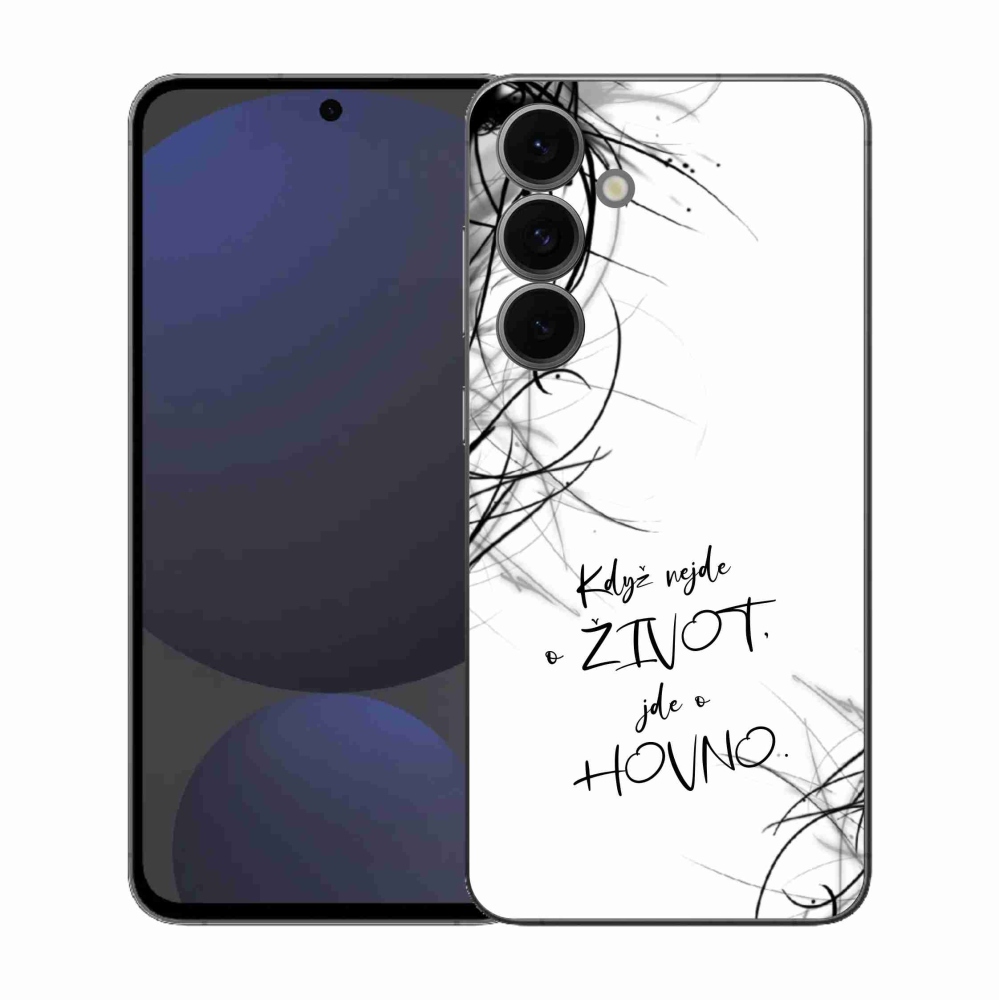 Gélový kryt mmCase na Samsung Galaxy S25 FE - vtipný text 16 biele pozadie