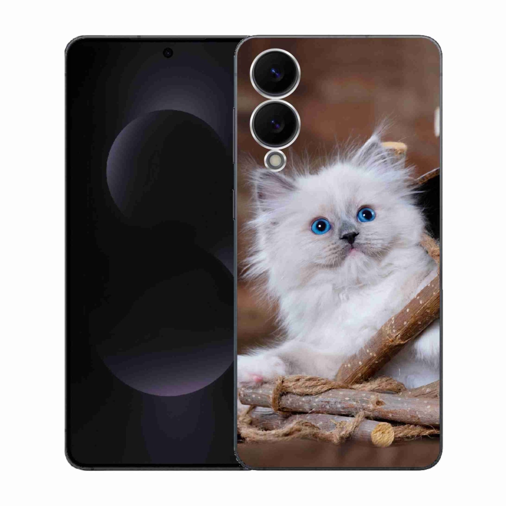 Gélový kryt mmCase na Samsung Galaxy S25 Edge - biele mačiatko