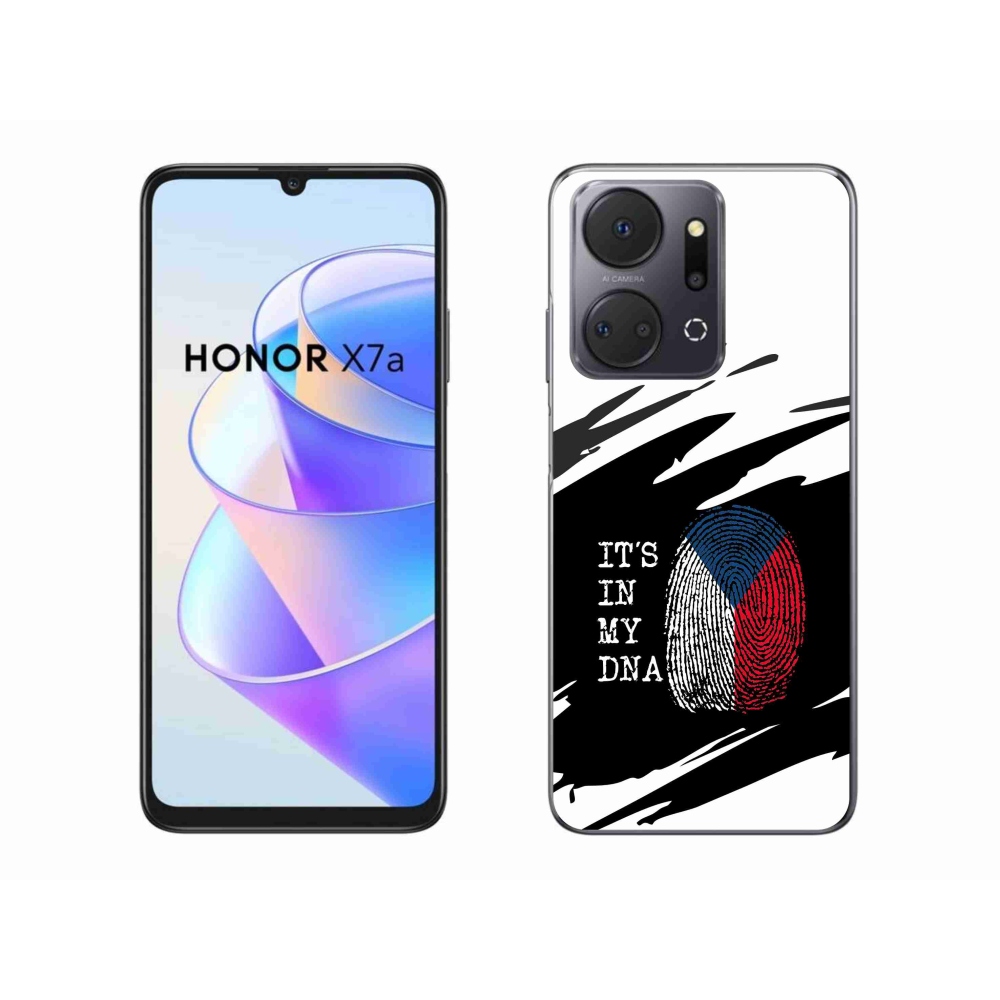 Gélový kryt mmCase na Honor X7a - vlajka odtlačok prsta čiernobiele pozadie