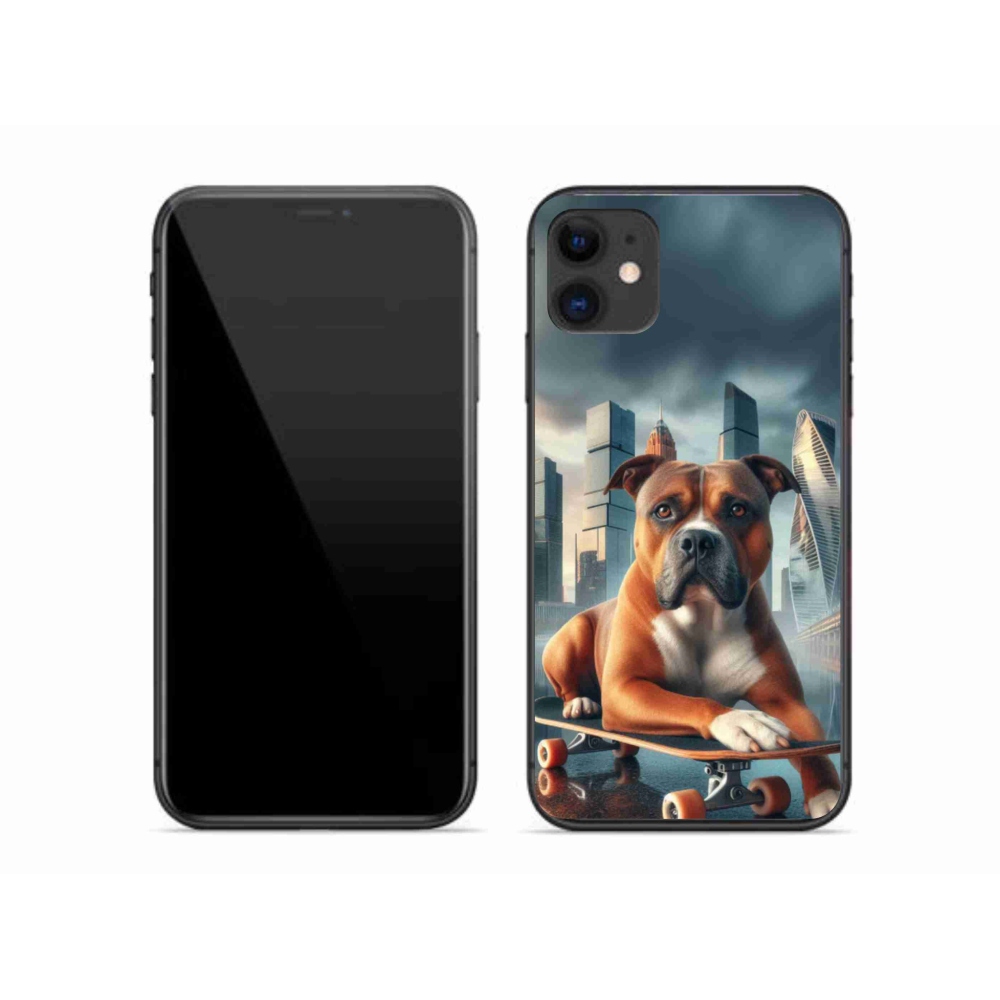 Gélový kryt mmCase na iPhone 11 - pes na skateboarde