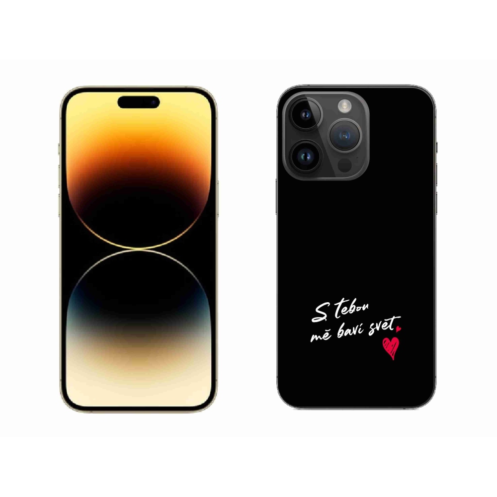 Gélový kryt mmCase na iPhone 14 Pro Max 6.7 - zamilovaný text 1 čierne pozadie