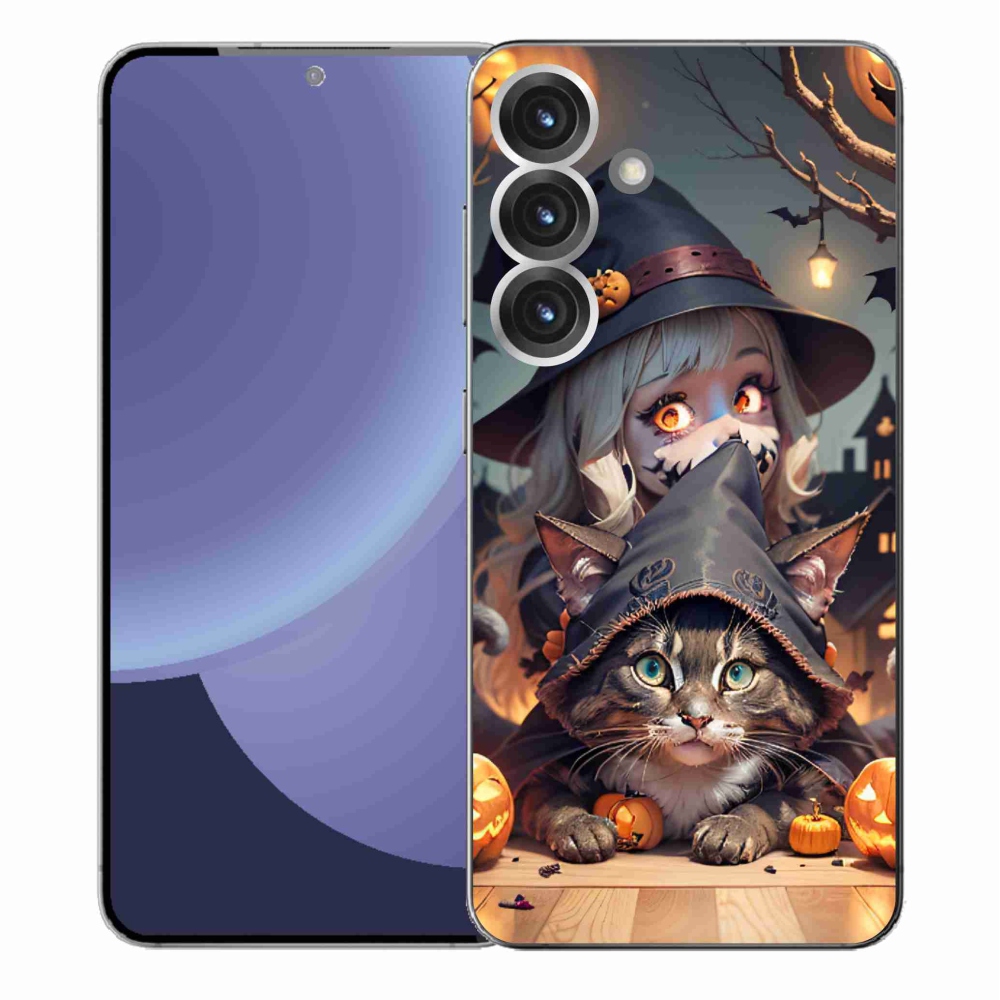 Gélový kryt mmCase na Samsung Galaxy S25+ - čarodejnica s mačkou