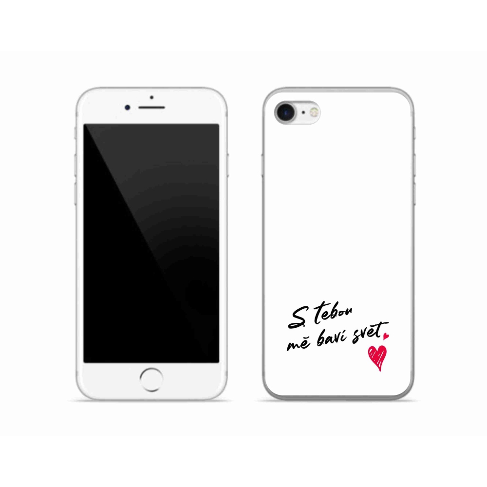 Gélový kryt mmCase na iPhone SE (2022) - zamilovaný text 1 biele pozadie