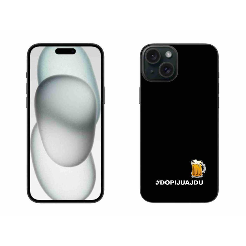 Gélový kryt mmCase na iPhone 15 Plus - pivný motív 1 čierne pozadie