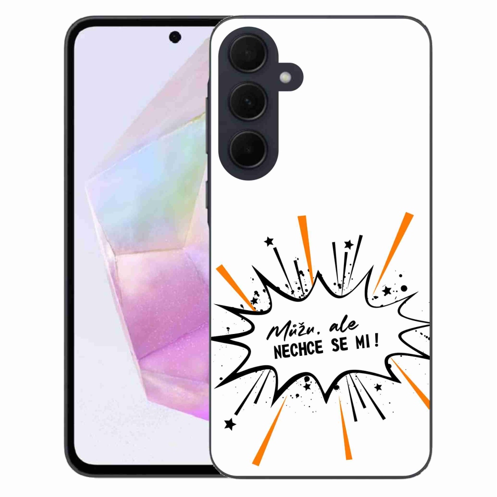 Gélový kryt mmCase na Samsung Galaxy A35 5G - vtipný text 11 biele pozadie
