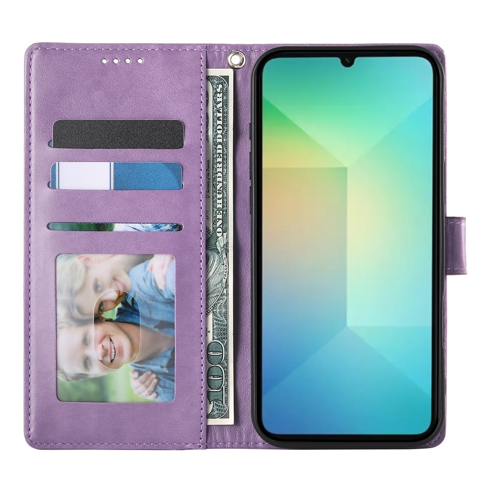 Flowery knižkové púzdro na Samsung Galaxy A07 4G - fialové