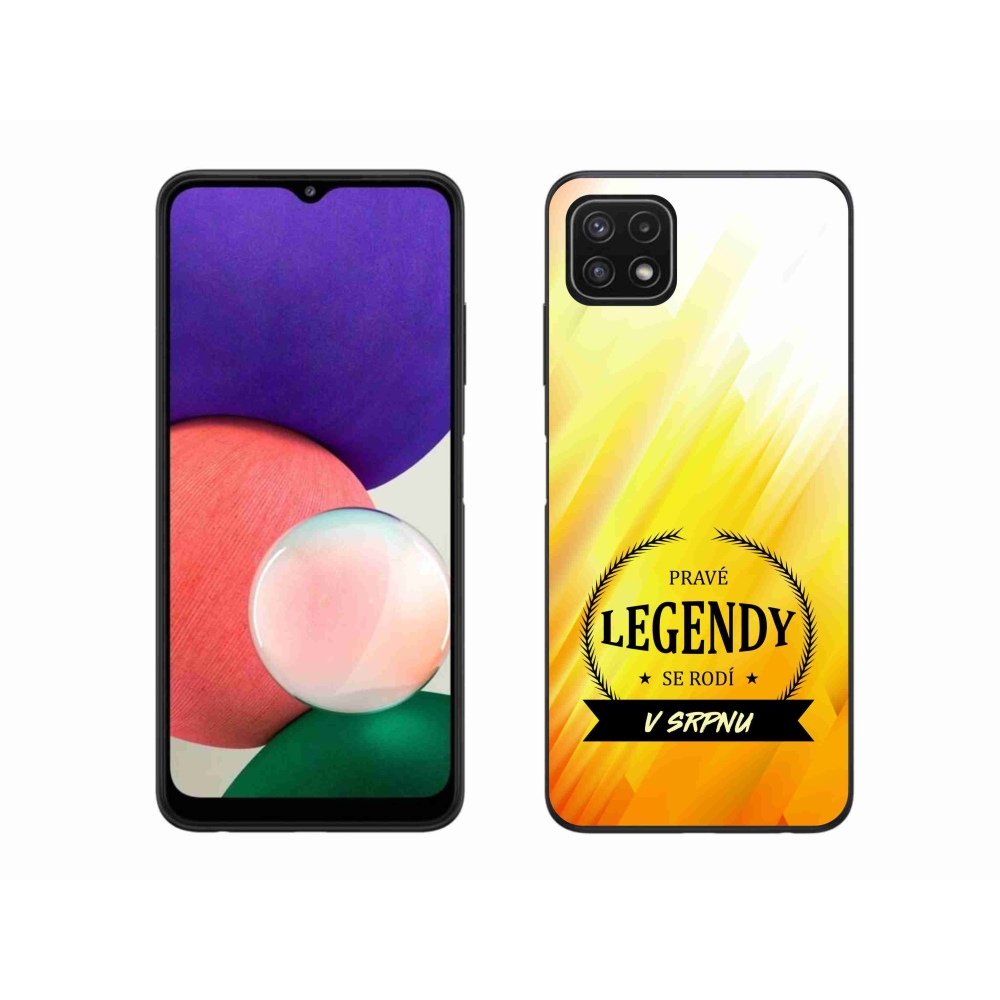 Gélový kryt mmCase na Samsung Galaxy A22 5G - legendy v auguste žlté pozadie