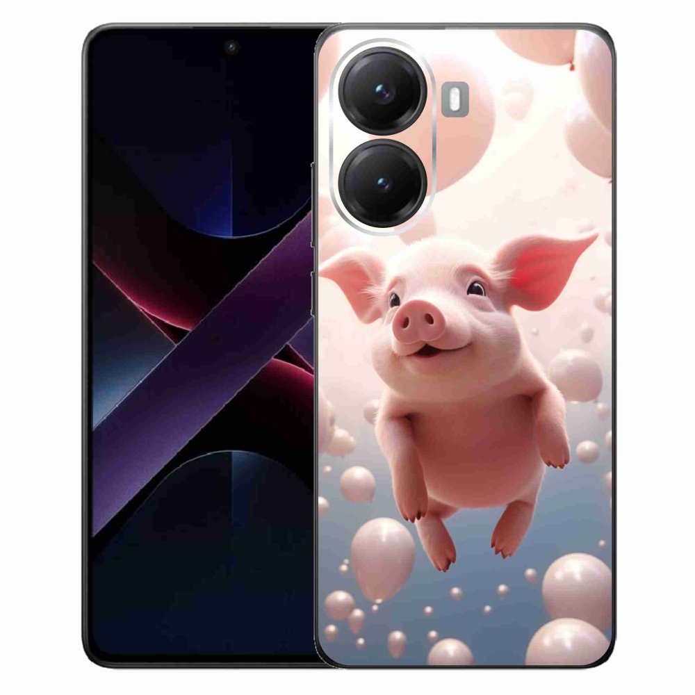 Gélový kryt mmCase na Xiaomi Poco X7 Pro 5G - prasiatko s balónikmi