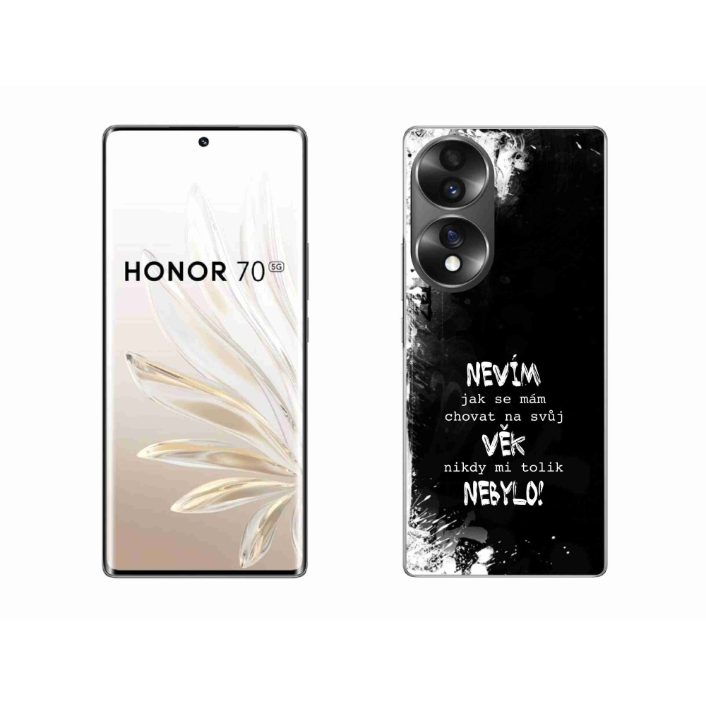 Gélový kryt mmCase na Honor 70 - vtipný text 14 čierne pozadie