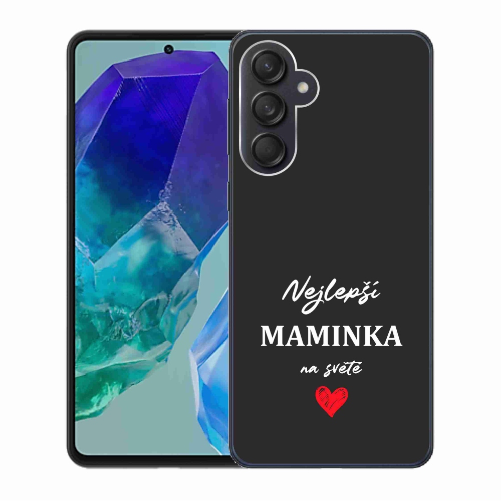 Gélový kryt mmCase na Samsung Galaxy M55 5G - najlepšia mamička 1 čierne pozadie