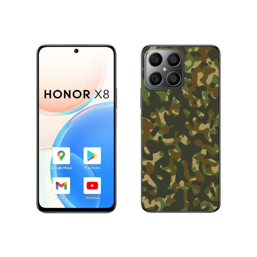 Gélový kryt mmCase na Honor X8 4G - maskáčový vzor 1