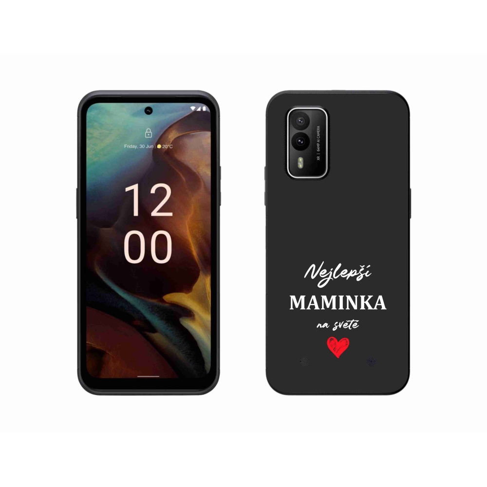 Gélový kryt mmCase na Nokia XR21 - najlepšia mamička 1 čierne pozadie