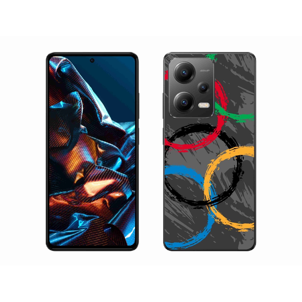 Gélový kryt mmCase na Xiaomi Redmi Note 12 Pro 5G - olympijské kruhy čierne pozadie