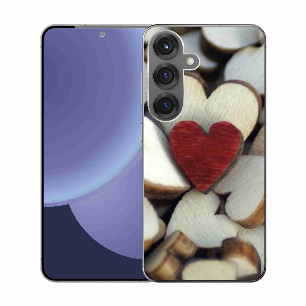 Gélový kryt mmCase na Samsung Galaxy S25 - gravírované červené srdce