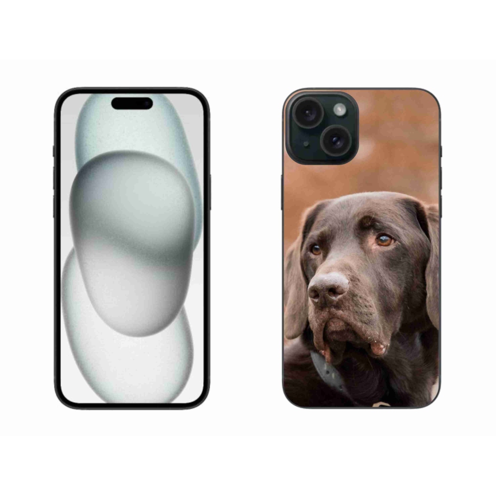 Gélový obal mmCase na iPhone 15 Plus - hnedý labrador