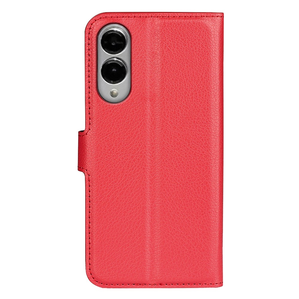 Litchi knižkové púzdro na Samsung Galaxy S25 Edge - červené