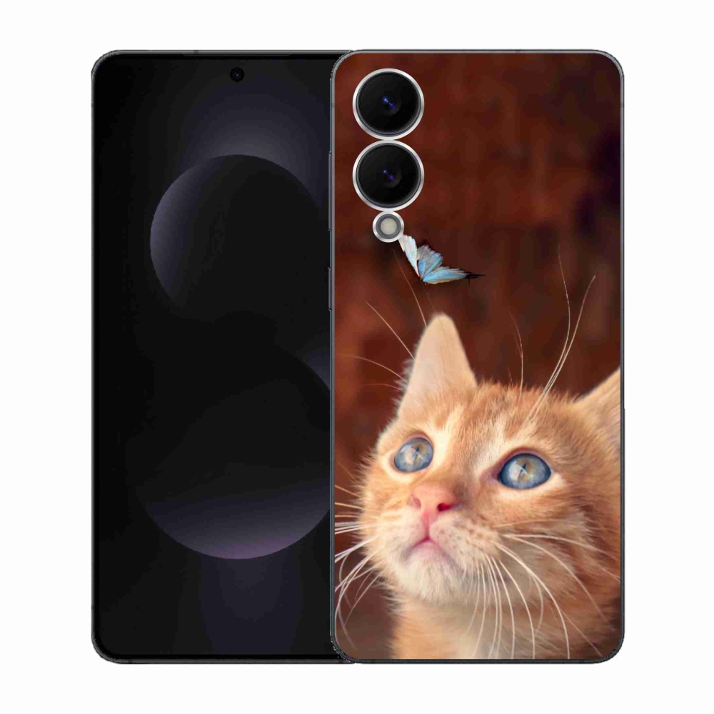 Gélový kryt mmCase na Samsung Galaxy S25 Edge - motýľ a mačiatko