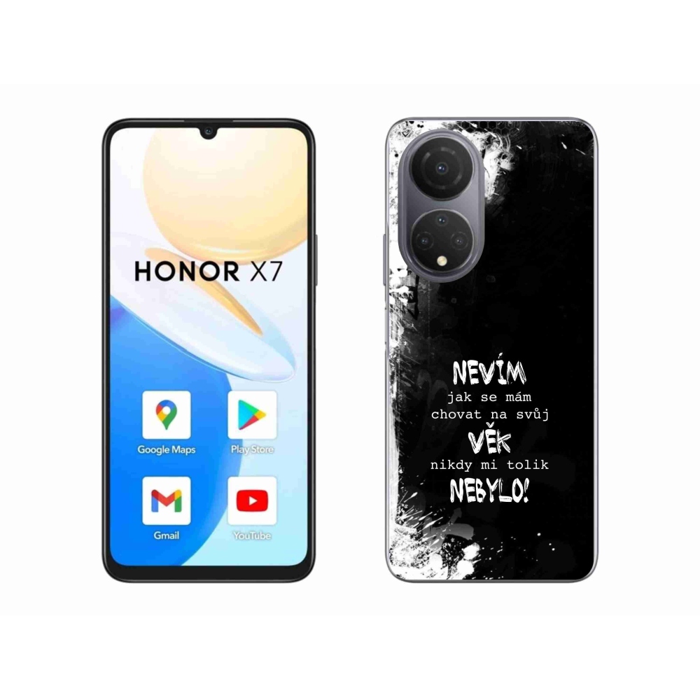 Gélový kryt mmCase na Honor X7 - vtipný text 14 čierne pozadie