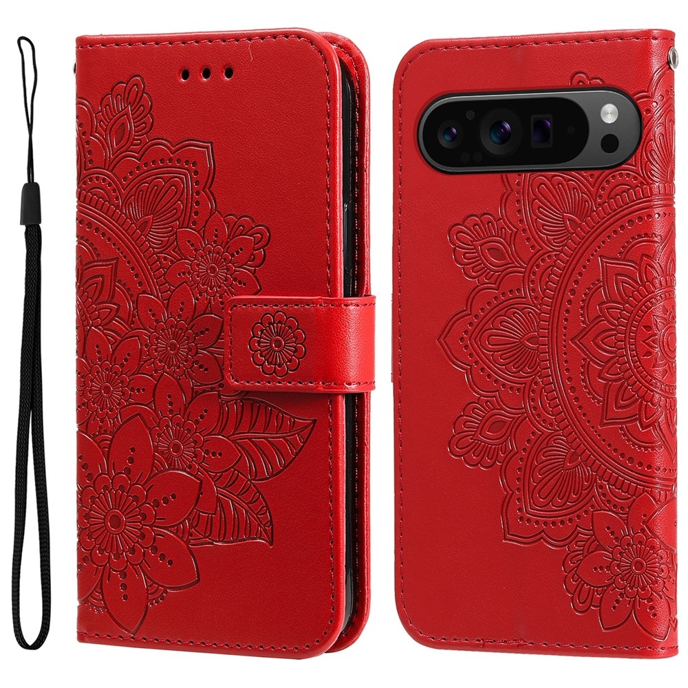 Mandala knižkové puzdro na Google Pixel 10 Pro XL/Pixel 9 Pro XL - červené