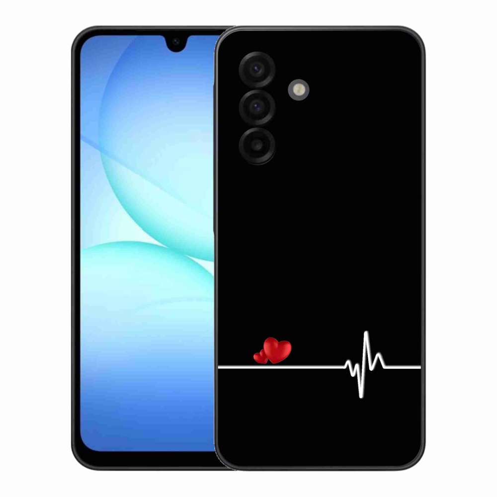 Gélový kryt mmCase na Samsung Galaxy A17 4G/5G - srdce a tep čierne pozadie