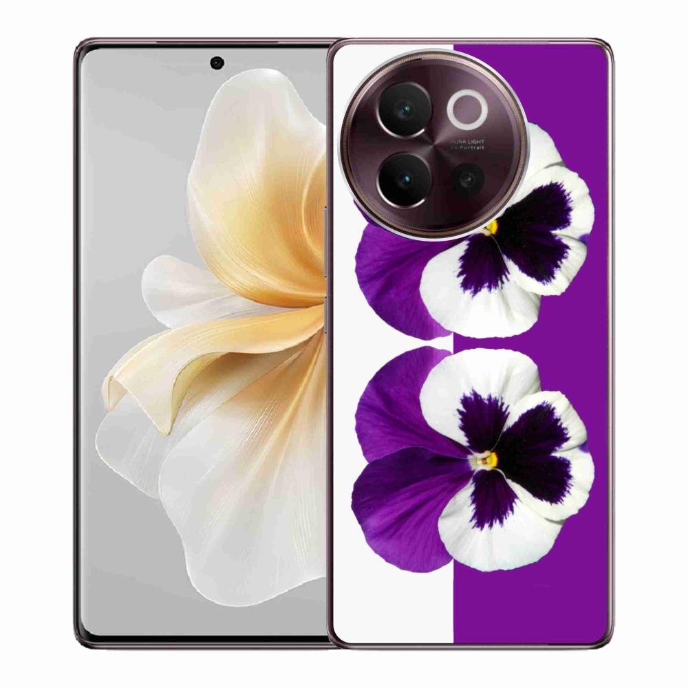 Gélový kryt mmCase na Vivo V40 Lite 5G - fialovobiely kvet