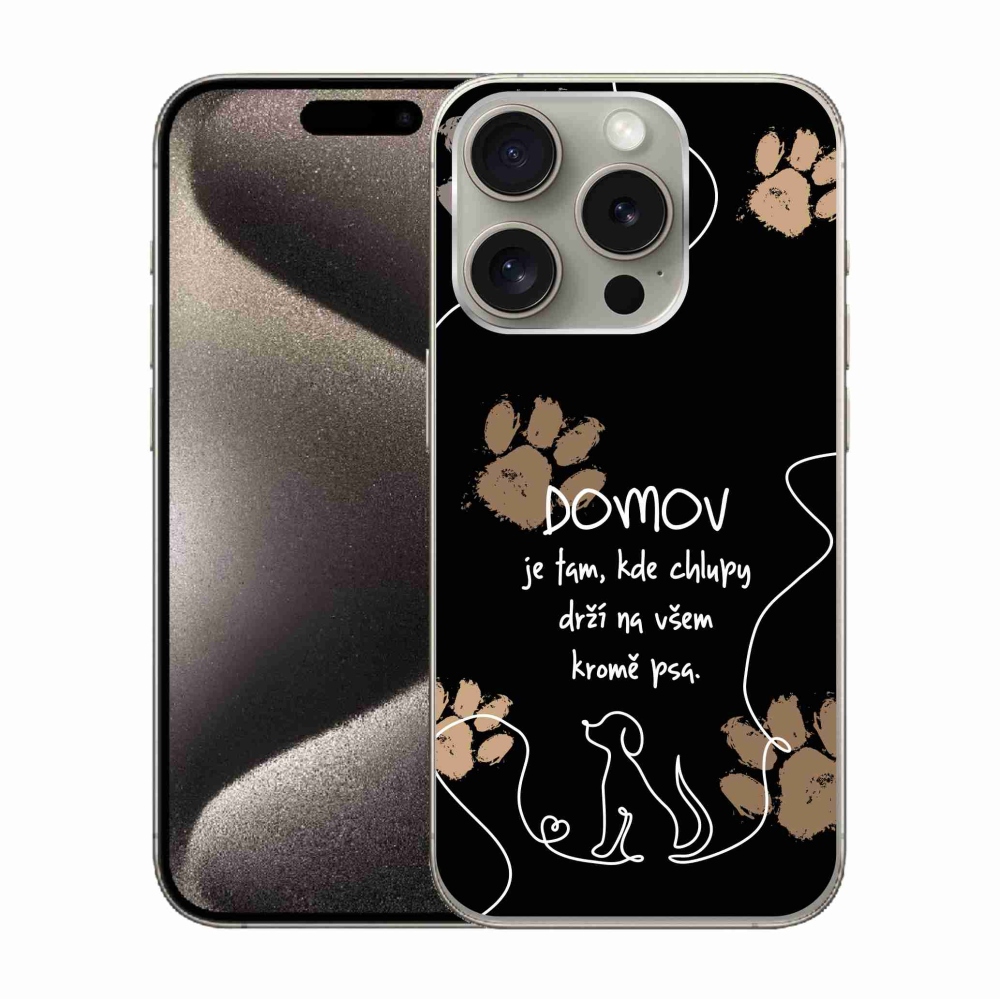 Gélový kryt mmCase na iPhone 15 Pro - psí motív čierne pozadie