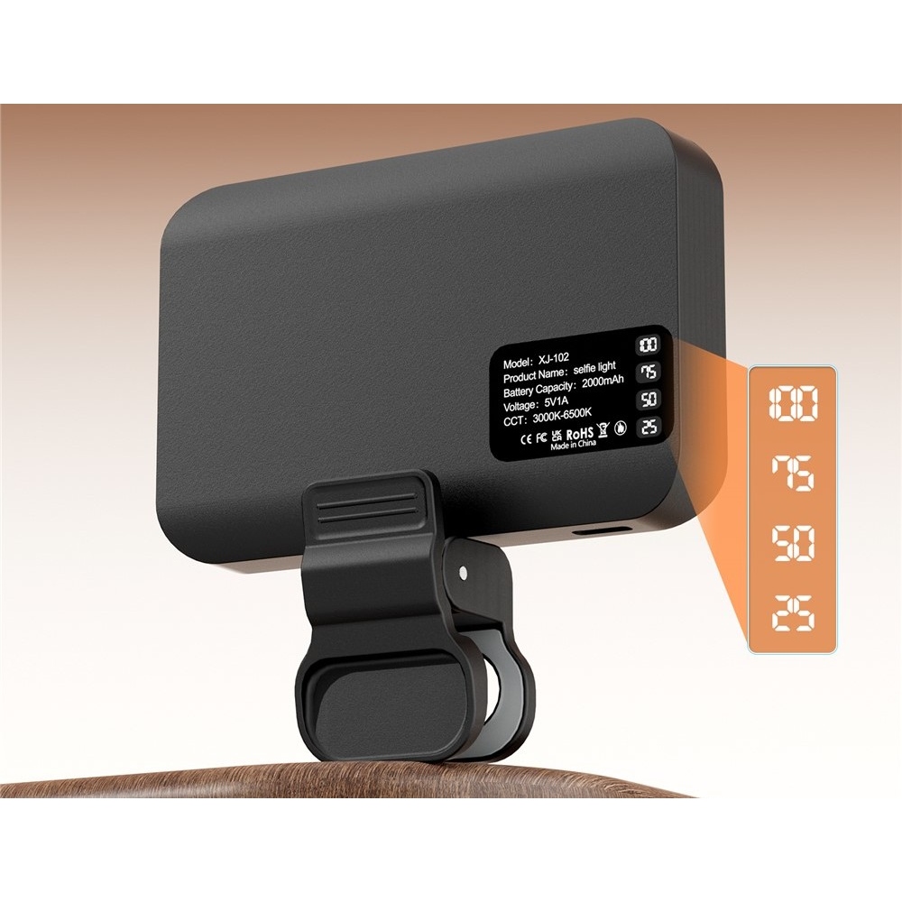 LED prisvetľovacie svetlo na mobil s klipom - ružové